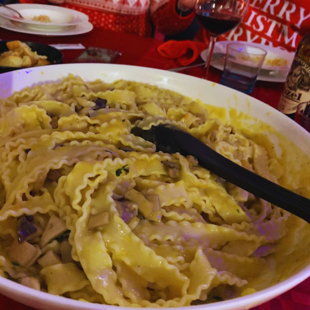 trenette con crema di zucca e funghi